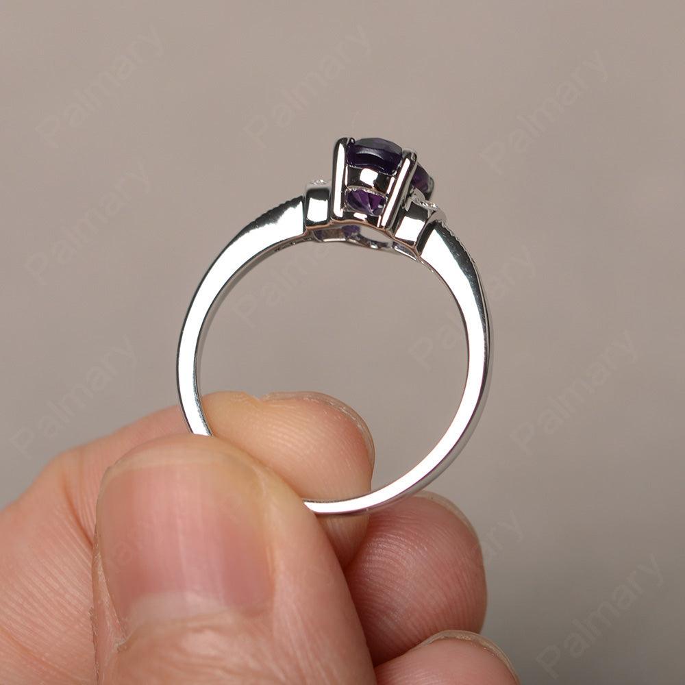 Oval Cut Amethyst Promise Rings - Palmary