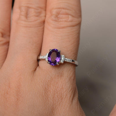 Oval Cut Amethyst Promise Rings - Palmary