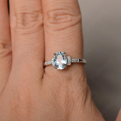 Oval Cut Aquamarine Promise Rings - Palmary