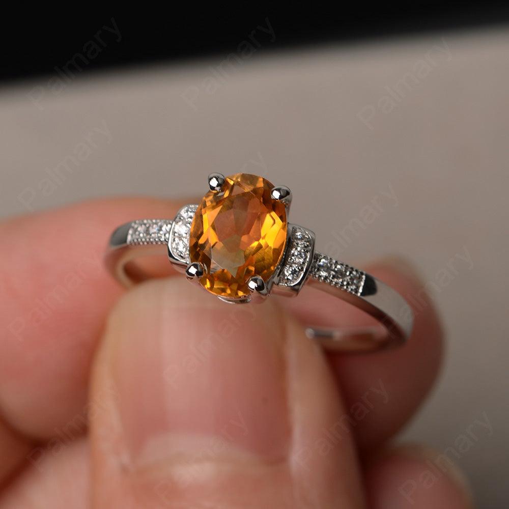 Oval Cut Citrine Promise Rings - Palmary