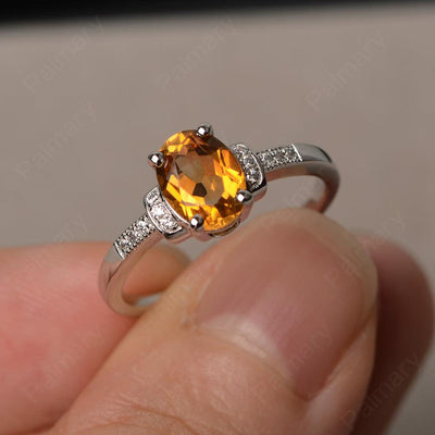 Oval Cut Citrine Promise Rings - Palmary