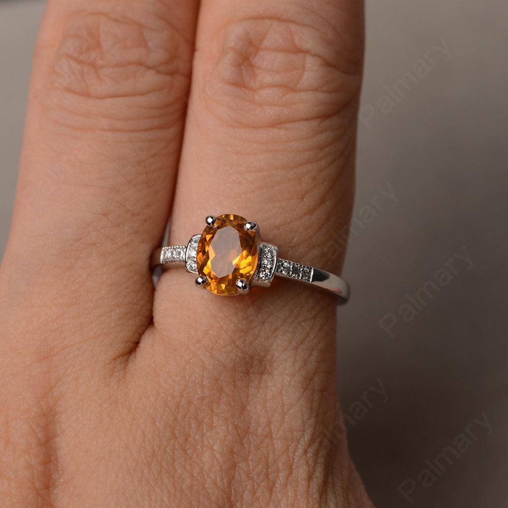 Oval Cut Citrine Promise Rings - Palmary