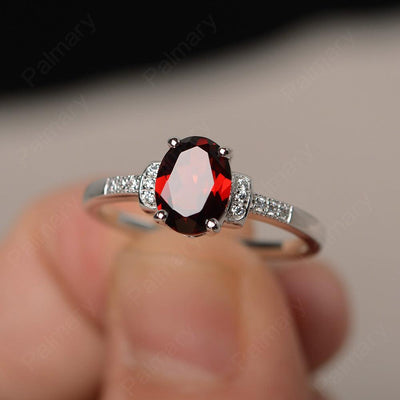 Oval Cut Garnet Promise Rings - Palmary