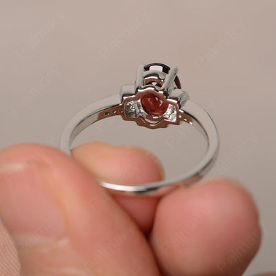 Oval Cut Garnet Promise Rings - Palmary