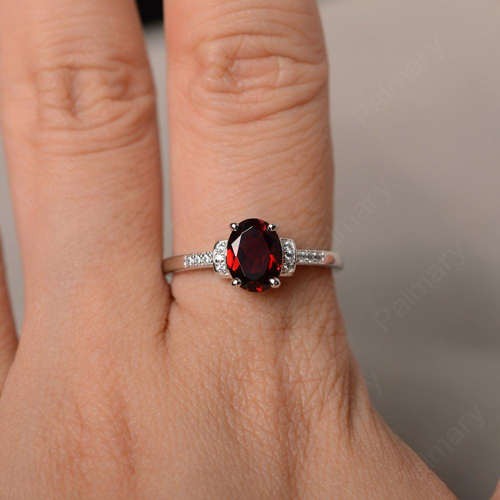 Oval Cut Garnet Promise Rings - Palmary