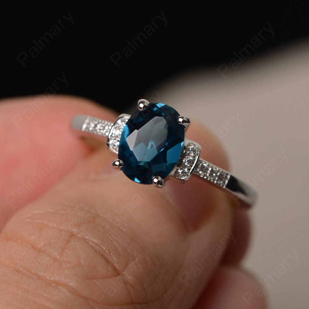 Oval Cut London Blue Topaz Promise Rings - Palmary