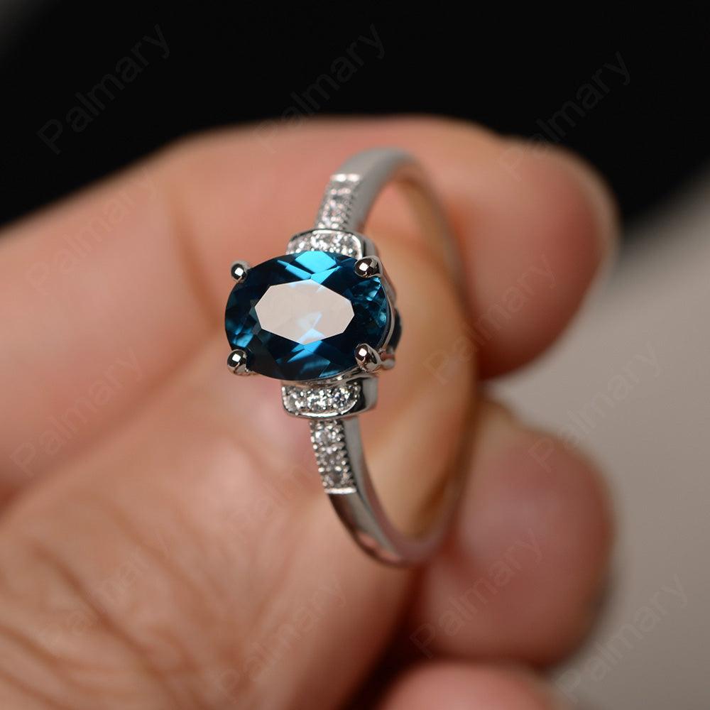 Oval Cut London Blue Topaz Promise Rings - Palmary