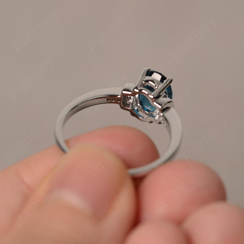 Oval Cut London Blue Topaz Promise Rings - Palmary