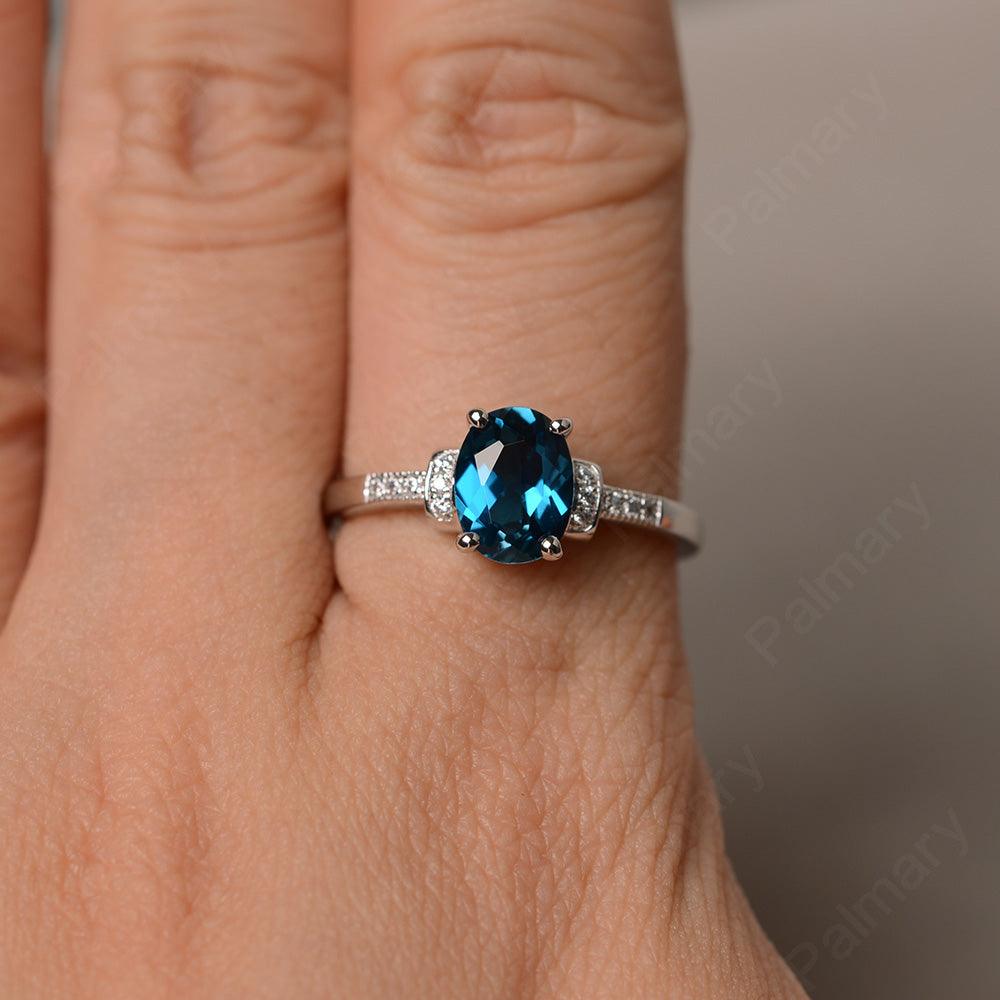 Oval Cut London Blue Topaz Promise Rings - Palmary