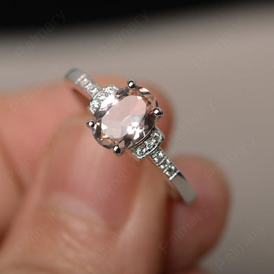 Oval Cut Morganite Promise Rings - Palmary