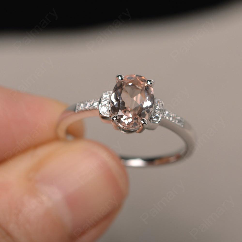 Oval Cut Morganite Promise Rings - Palmary