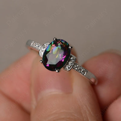 Oval Cut Mystic Topaz Promise Rings - Palmary