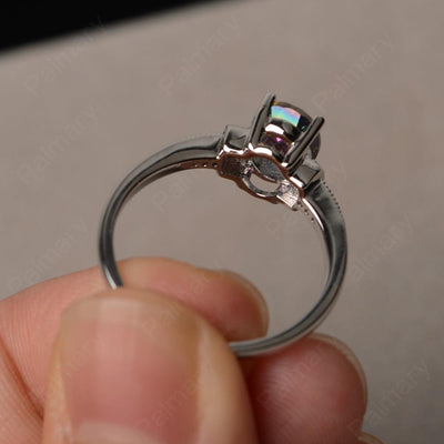 Oval Cut Mystic Topaz Promise Rings - Palmary