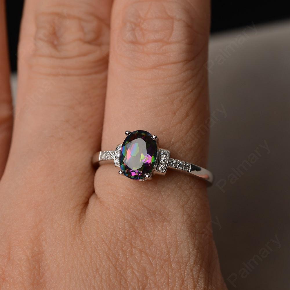 Oval Cut Mystic Topaz Promise Rings - Palmary