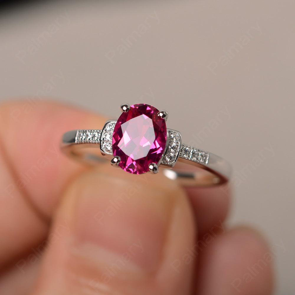 Oval Cut Ruby Promise Rings - Palmary