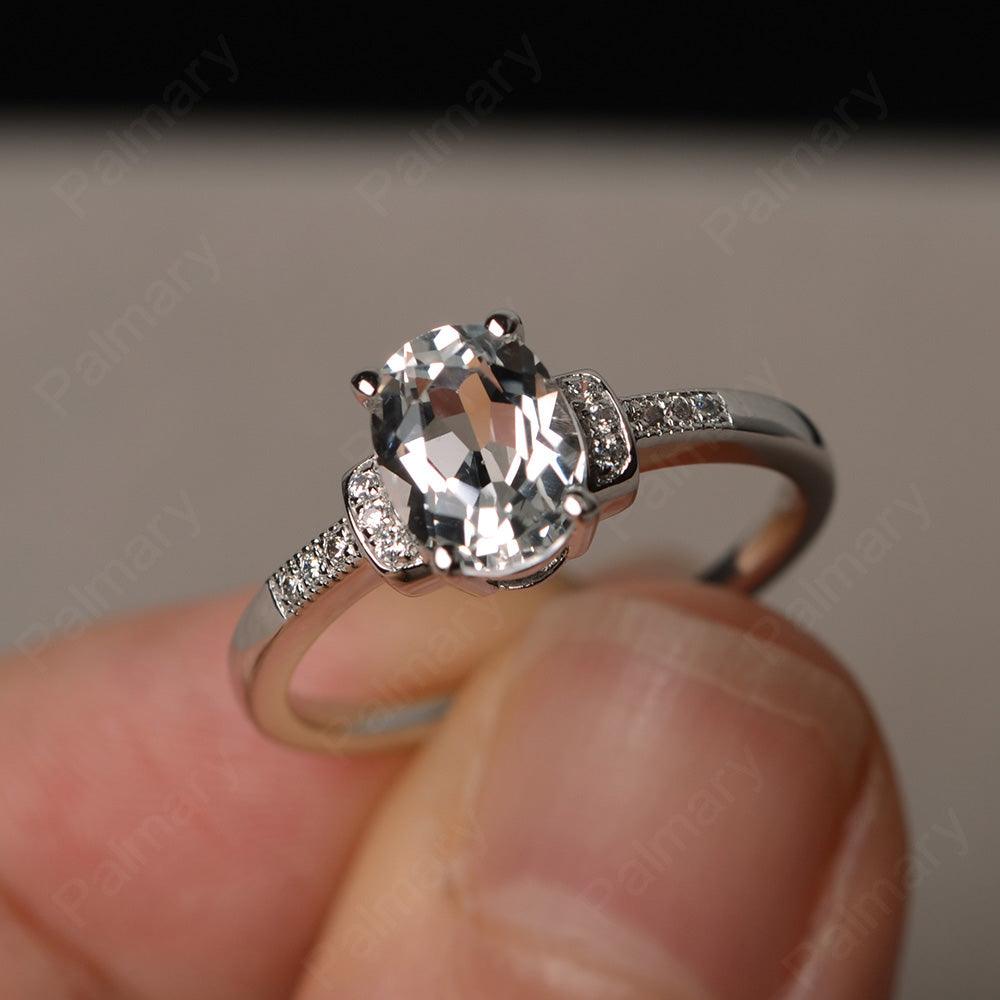 Oval Cut White Topaz Promise Rings - Palmary