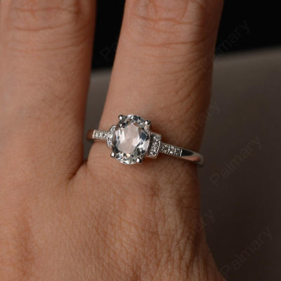 Oval Cut White Topaz Promise Rings - Palmary