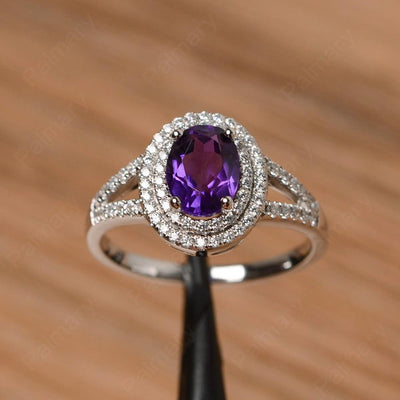 Oval Cut Double Amethyst Engagement Rings - Palmary