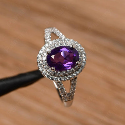 Oval Cut Double Amethyst Engagement Rings - Palmary