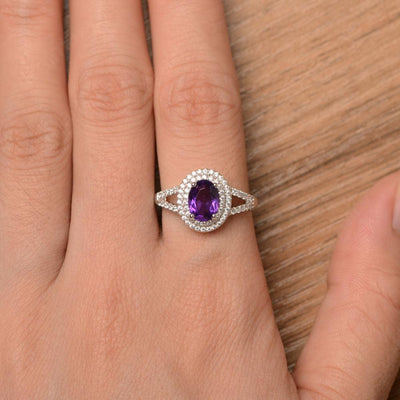 Oval Cut Double Amethyst Engagement Rings - Palmary