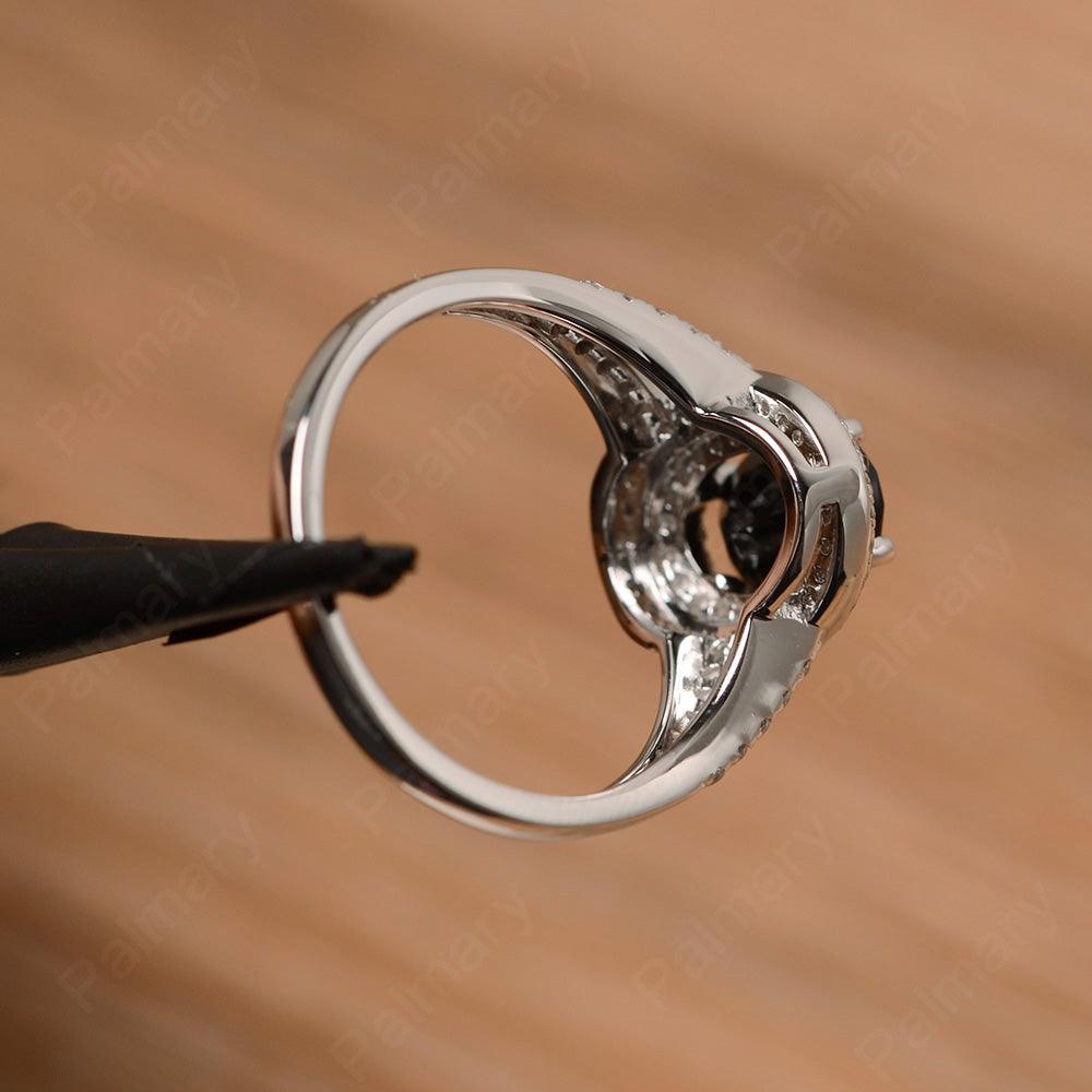 Oval Cut Double Black Spinel Engagement Rings - Palmary