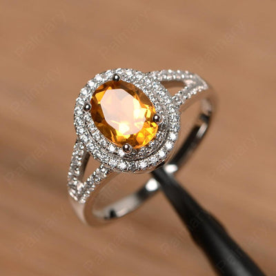 Oval Cut Double Citrine Engagement Rings - Palmary