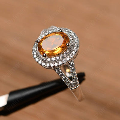 Oval Cut Double Citrine Engagement Rings - Palmary