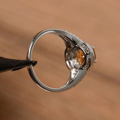 Oval Cut Double Citrine Engagement Rings - Palmary
