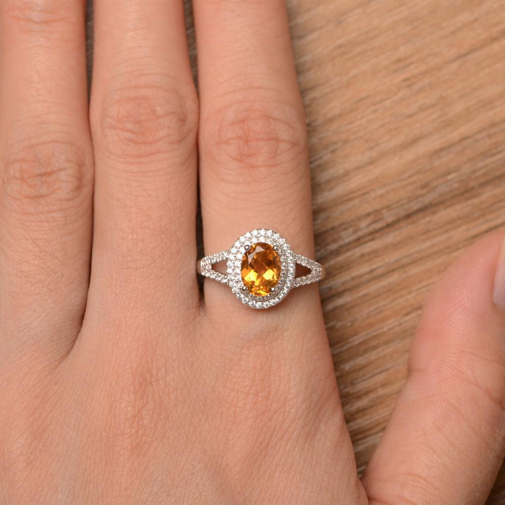 Oval Cut Double Citrine Engagement Rings - Palmary