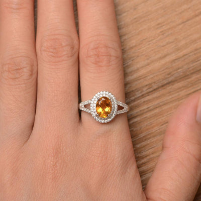 Oval Cut Double Citrine Engagement Rings - Palmary