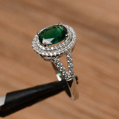 Oval Cut Double Emerald Engagement Rings - Palmary