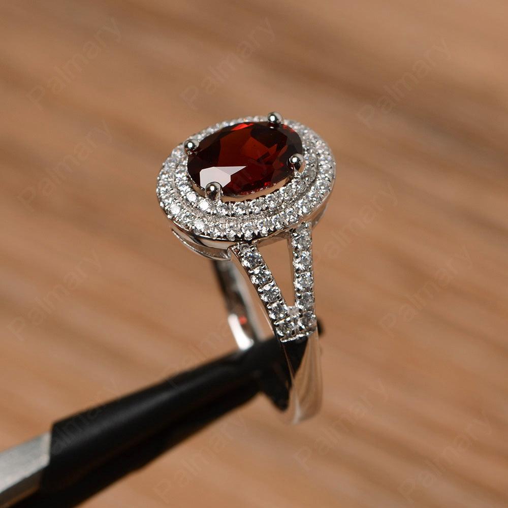 Oval Cut Double Garnet Engagement Rings - Palmary
