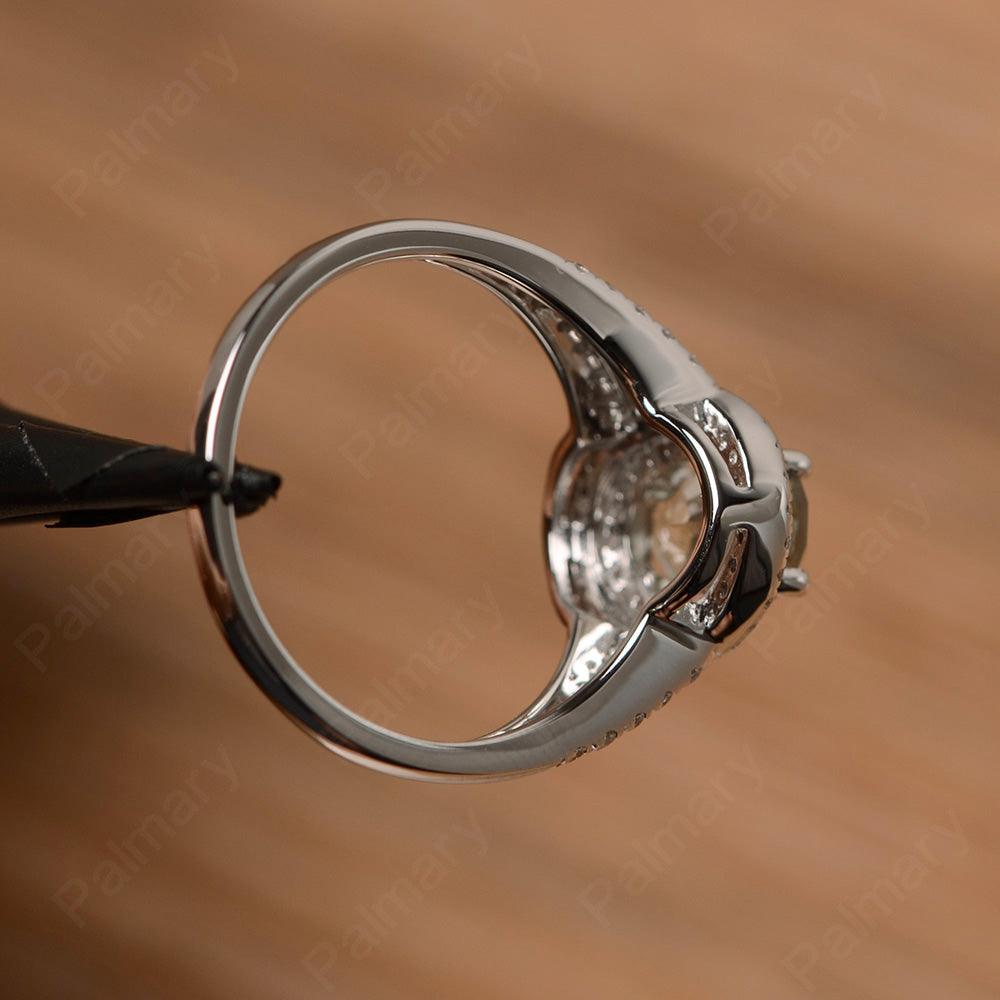 Oval Cut Double Green Amethyst Engagement Rings - Palmary