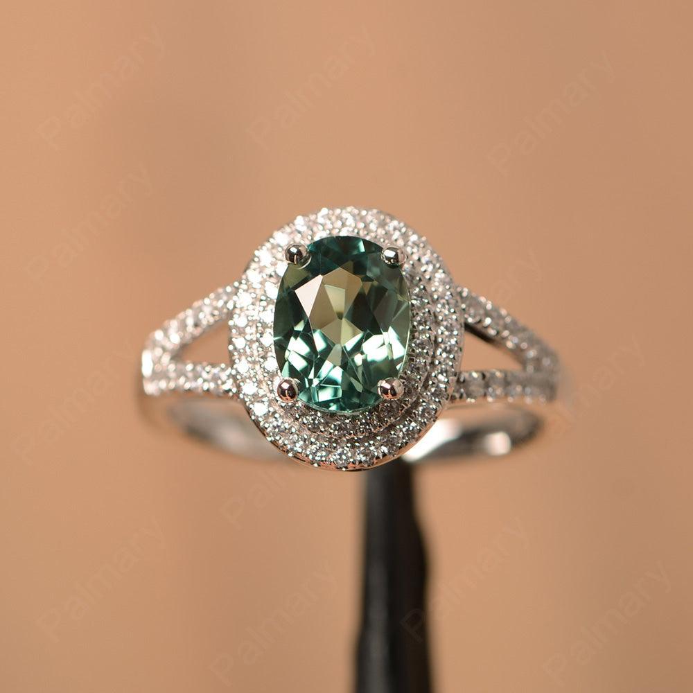 Oval Cut Double Green Sapphire Engagement Rings - Palmary