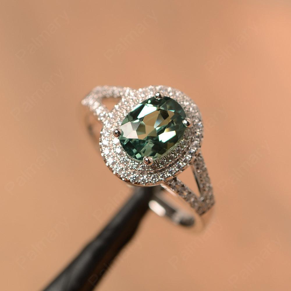 Oval Cut Double Green Sapphire Engagement Rings - Palmary