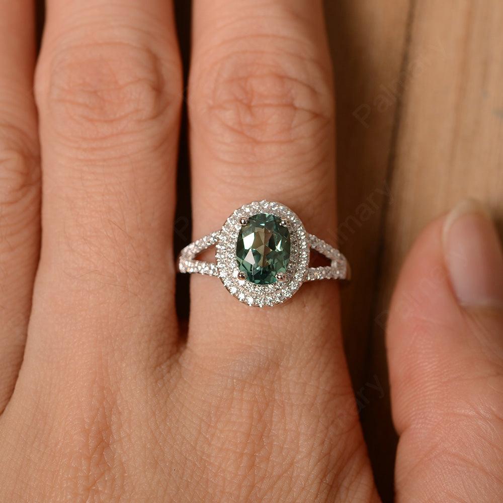 Oval Cut Double Green Sapphire Engagement Rings - Palmary