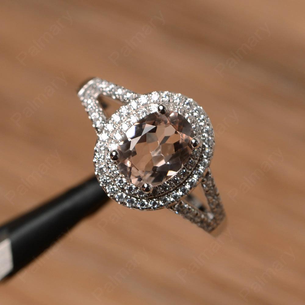 Oval Cut Double Morganite Engagement Rings - Palmary