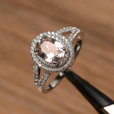 Oval Cut Double Morganite Engagement Rings - Palmary