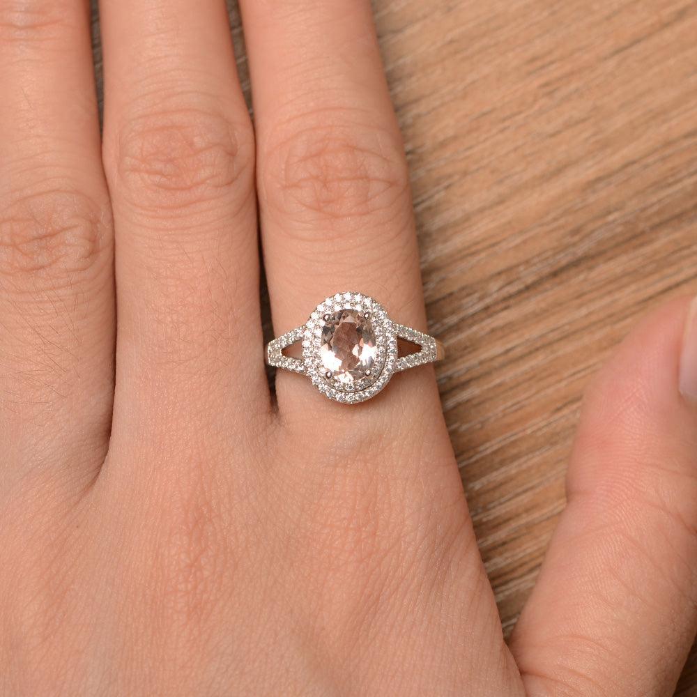 Oval Cut Double Morganite Engagement Rings - Palmary
