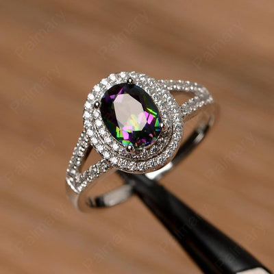 Oval Cut Double Mystic Topaz Engagement Rings - Palmary