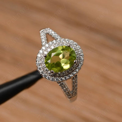 Oval Cut Double Peridot Engagement Rings - Palmary