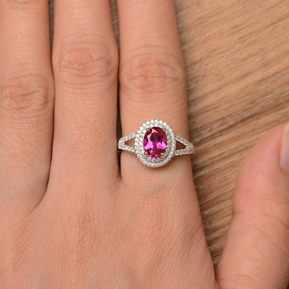 Oval Cut Double Ruby Engagement Rings - Palmary