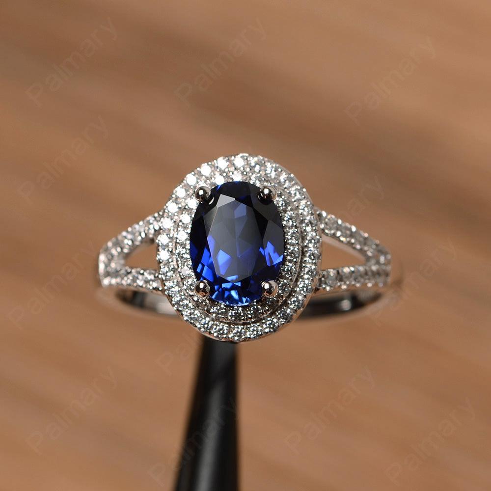 Oval Cut Double Sapphire Engagement Rings - Palmary