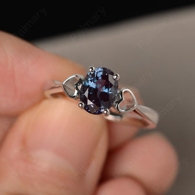 Oval Cut Alexandrite Rings With Heart - Palmary