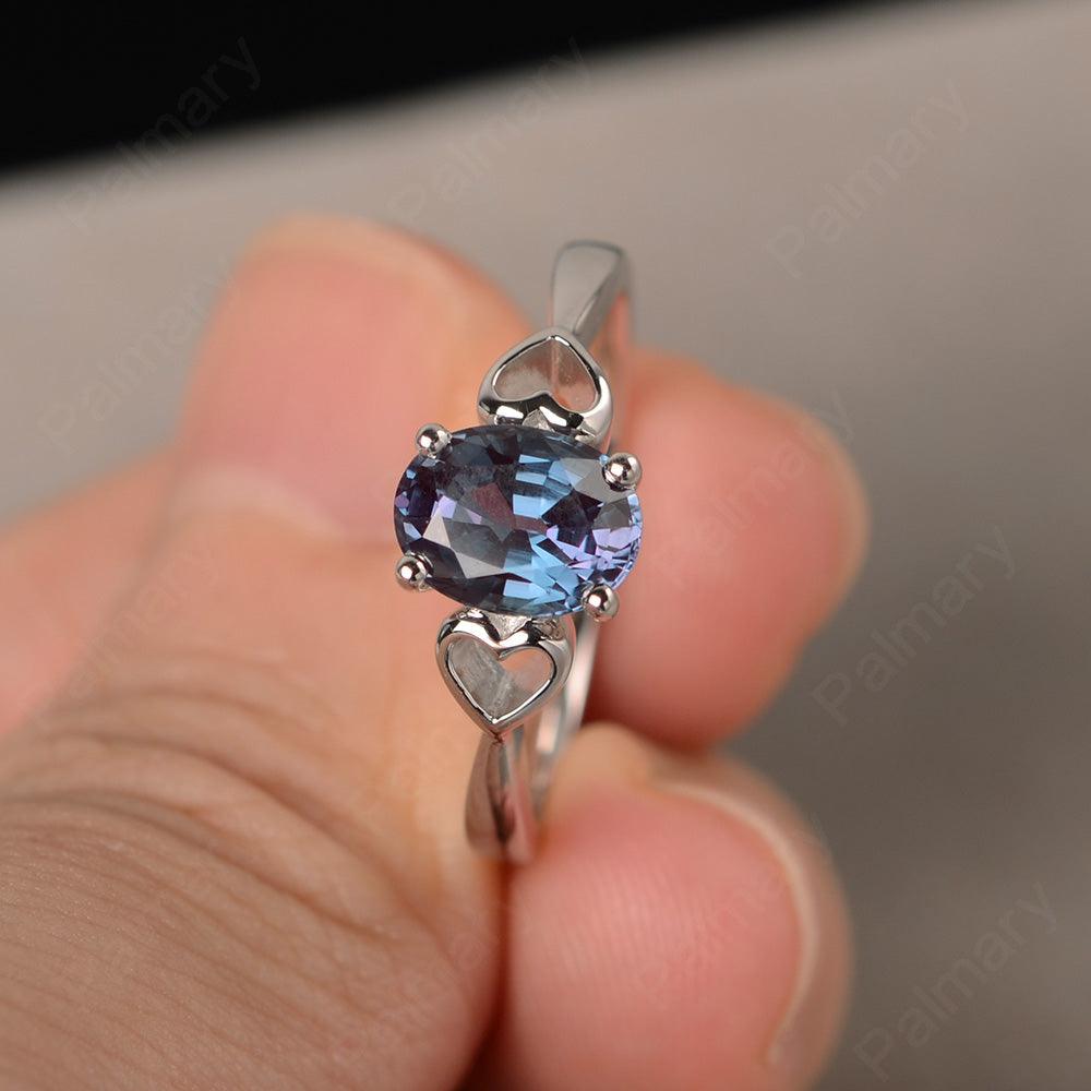 Oval Cut Alexandrite Rings With Heart - Palmary