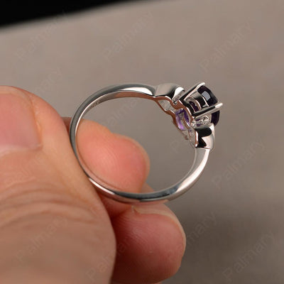 Oval Cut Amethyst Rings With Heart - Palmary