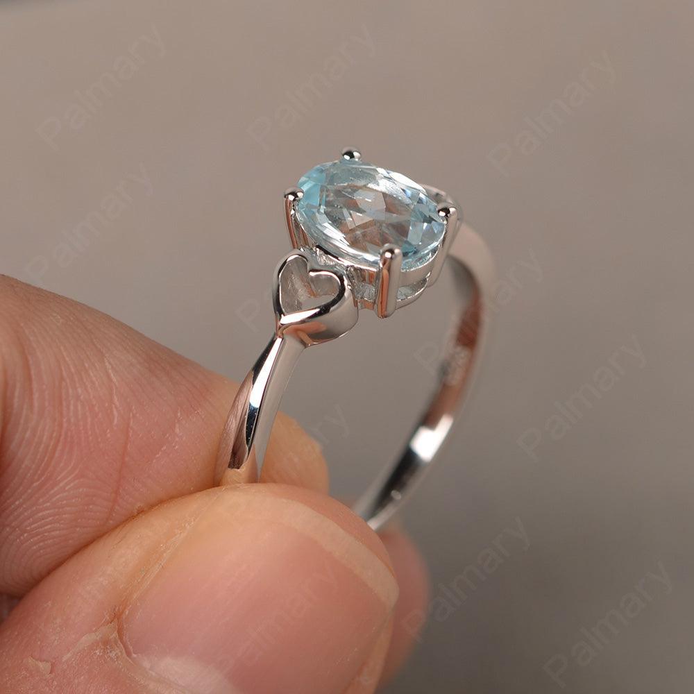 Oval Cut Aquamarine Rings With Heart - Palmary