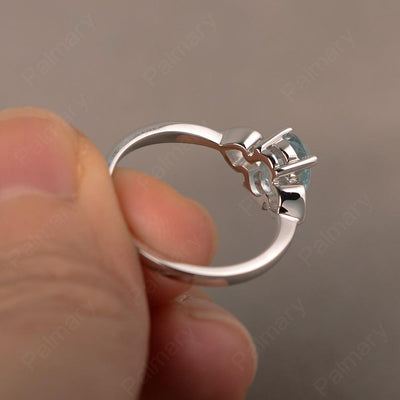 Oval Cut Aquamarine Rings With Heart - Palmary