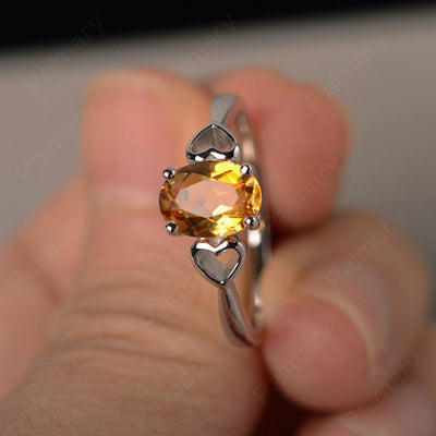 Oval Cut Citrine Rings With Heart - Palmary