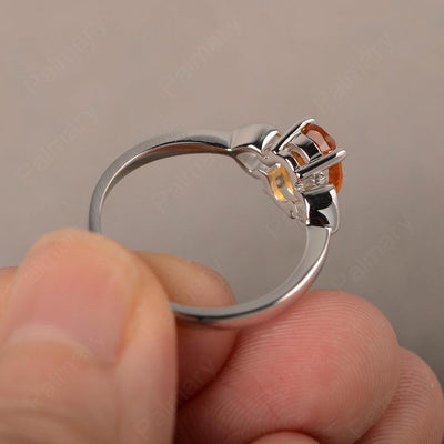 Oval Cut Citrine Rings With Heart - Palmary